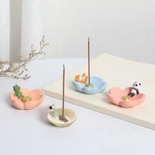 1pc Light Blue Cherry Blossom And Puppy Incense Burner