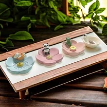 1pc Light Blue Cherry Blossom And Puppy Incense Burner