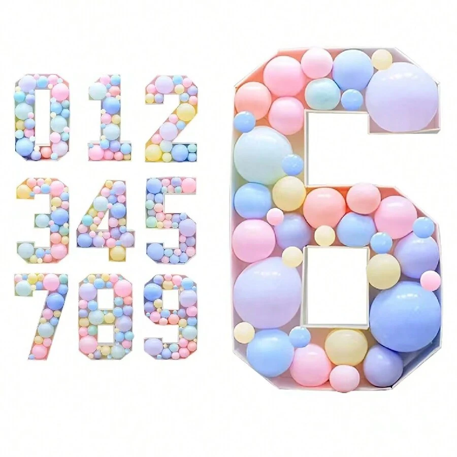 馬賽克數字氣球裝飾,氣球馬賽克框數字0-9,diy燈光招牌數字,適用於派對裝飾,週年慶祝活動裝飾,生日派對裝飾 - 3.28英尺/100厘米 - 查看 1