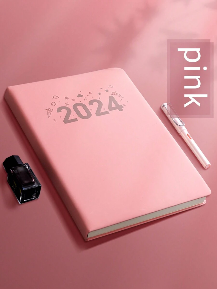 1pc Large Size A4 Cute Pink Notebook, 360 Pages - Pink - View 1