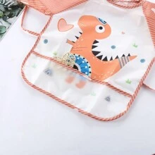 1 pieza Babero para alimentación de bebé con diseño de flamenco, impermeable, de manga larga, a rayas, reversible, de dibujos animados, unisex, para Navidad