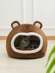 1 Miếng Dễ thương Hình gấu Thân thiện Và Thoáng khí Sang trọng Giường thú cưng Thích hợp Đối với Mèo Của Tất cả Kích thước , Thích hợp Đối với Tất cả các mùa - Nhiều màu - Xem 4