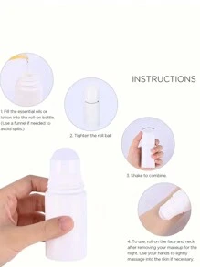 3pcs Empty Roll On Bottles For Deodorant - Refillable Containers Travel Size Plastic Roller Bottles For Essential Oil Perfume,50ml - White - View 4