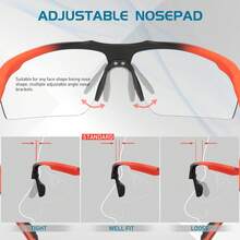 Scvcn 变色骑行眼镜，男女通用户外自行车竞赛眼镜，时尚经典防护眼镜，适合户外高尔夫、徒步旅行、海滩、日光浴、游艇和冲浪 - 紅色 - 查看 4