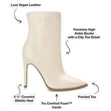 Womens Limma Pointed Toe Stiletto High Ankle Booties - 白色 - 查看 3