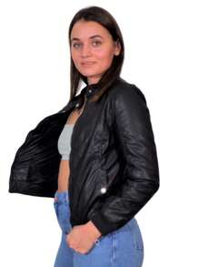 Chamarra Chaqueta Cazadora Dama Peluche Interno - Negro - Ver 3