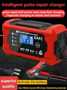 汽車電池充電器，12V 6A 智能電池涓流充電器 汽車 12V 電池維護器脫硫器，帶溫度補償，適用於汽車卡車摩托車割草機船用鉛酸電池 - 紅色 - 查看 2