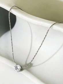 1 buc. Colier cu pandantiv din strass cu 6 gheare, design nou european și american pentru femei, accesoriu de lux din oțel inoxidabil pentru purtarea zilnică, întâlnire și petrecere