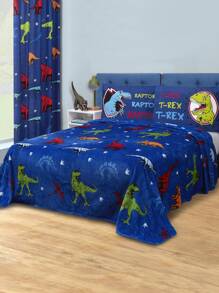 Home Elephant Frazada Invernal Individual Azul Dinosaurio Jurasico - Azul - Ver 1