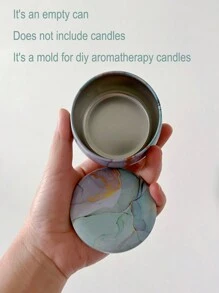 件北歐 Ins 風格鐵罐，大理石圖案，簡約清新，由堅固耐用的馬口鐵製成 - 藍色 - 查看 2