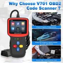 OBD2 Car Code Reader EOBD Code Scanner Voltage Tester Engine Fault Code Scanner Cranking and Charging Tester Diagnostic Tool V701 For OBDII Protocol Gasoline Cars since 1996 - Red - View 4