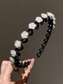 1個女士白色花朵髮箍,髮飾配件