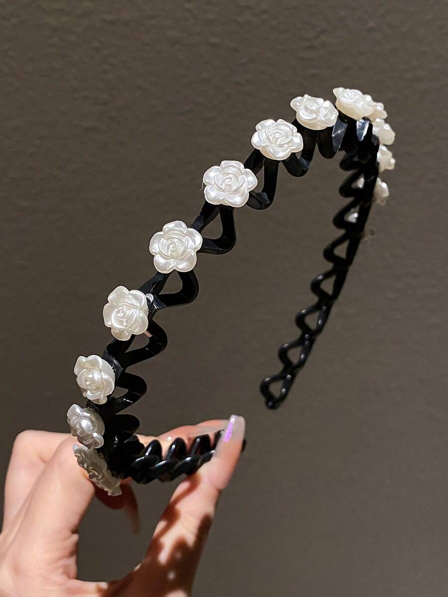 1個女士白色花朵髮箍,髮飾配件