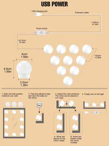 CanLing Led化妝鏡燈女士化妝桌梳妝台燈荷里活usb 5v無級調光可調節亮度觸摸開關鏡柜美容填充燈室內夜間牆燈臥室浴室女人化妝燈自然白簡約北歐風格旋轉縮短線2/6/10/14燈泡粉色 - 粉色 - 查看 8