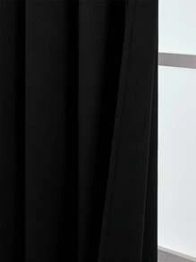 1pc Blackout Curtain With Rings, Solid Color Bedroom Living Room UV-Blocking Thermal Insulated Blackout Curtain With Rings, Insulated And Darkened For Bedroom Windows, Plain