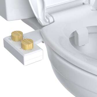 Bidet Attachment for Toilet, Non-Electric Dual Nozzle for Frontal & Rear Wash, Adjustable Water Pressure Control, Fresh Water Bidet Toilet Seat, Self Cleaning Water Sprayer, White/Chrome