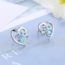 1 paio di orecchini a bottone con decorazioni esclusive e adorabili di Luna e zampa di cane in zirconia cubica, adatti a donne e ragazze, perfetti per l