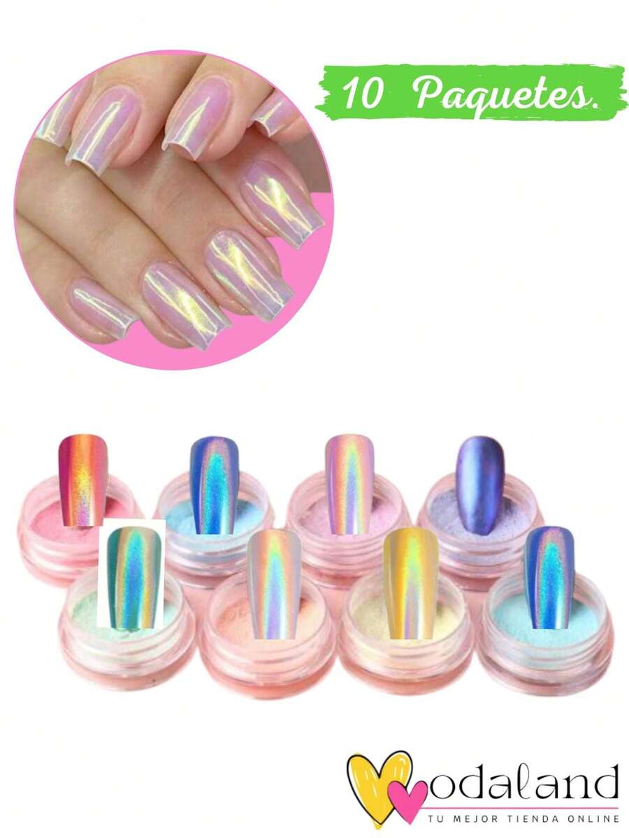 6 Colors Of Litmus Effect, Nail Decoration (10 Pieces) - Green - View 1