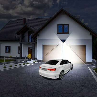 100 luces solares LED para exteriores, súper ahorro de energía, Luces de  con sensor de movimiento IPosible, alcance de iluminación de 270°, luces solares inalámbricas a prueba de agua para pared