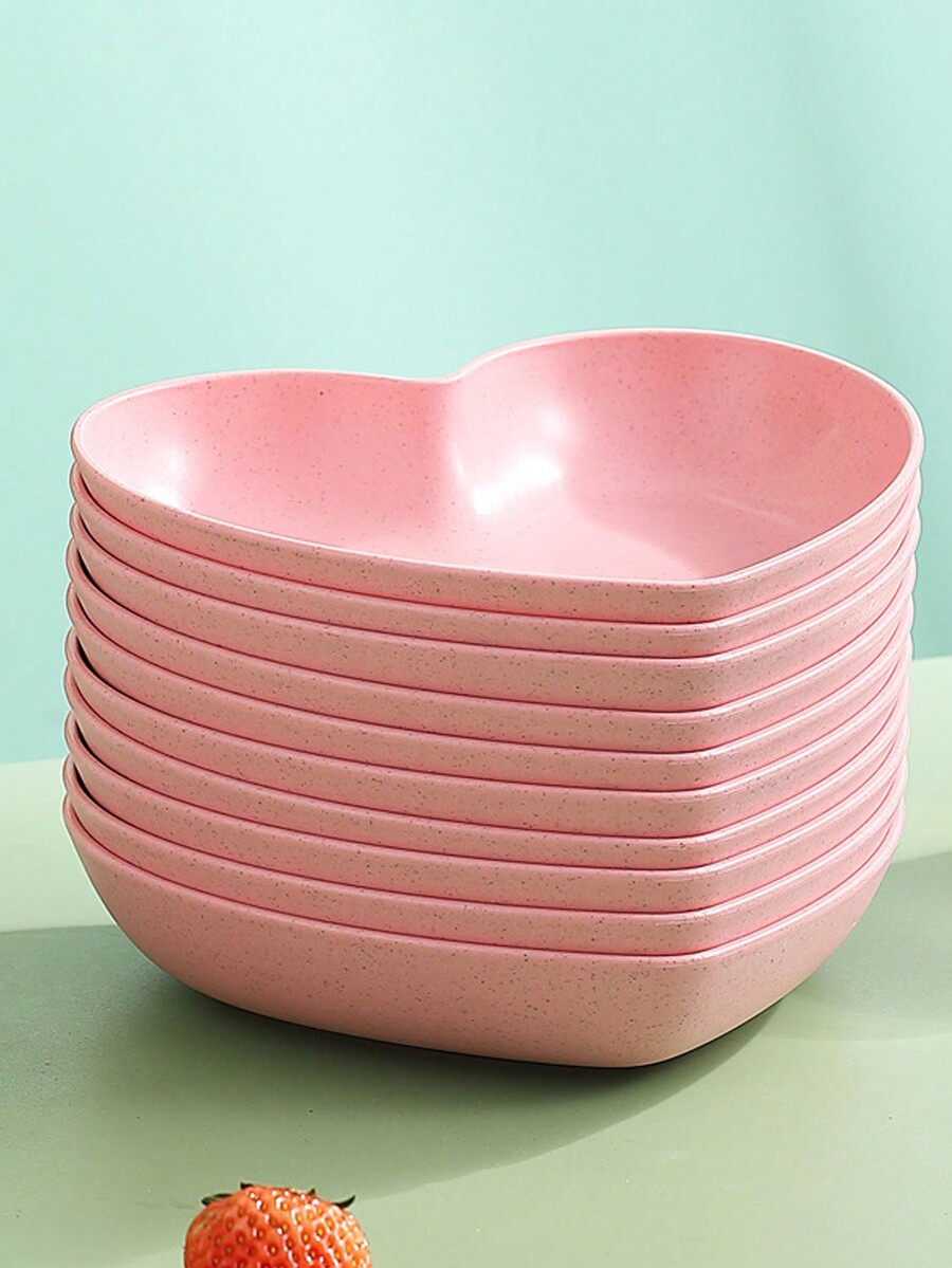 1pc/5pcs/10pcs HeartShaped Plastic Small Snack Plate (6.1inch