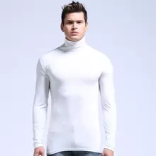 1件男士莫代尔保暖内衣衬衫，半高领，修身长袖，适合秋季穿着，轻薄透气，保暖 - 白色 - 查看 1
