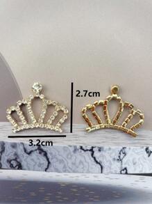 2pcs Rhinestone Decor Crown Diy Accessories For Jewelry & Hair Accessory & Costume - Yellow Gold - View 3