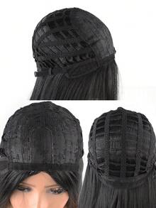 女性黑色顏色40英寸超長直髮假髮,優雅美麗自然逼真,耐高溫纖維,適用於日常和派對使用 - 黑色 - 查看 7