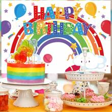 5x3ft Cầu vồng Sinh nhật Bối cảnh Cầu vồng Buổi tiệc Đồ trang trí Biểu ngữ Nền Cầu vồng Đồ Trang Trí Sinh Nhật Cầu vồng Tiệc sinh nhật Quân nhu - Vải nền 5*3 - Xem 5