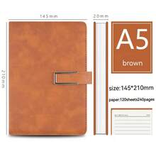 Luxury A5 U-clip Notebook - Brown - View 1
