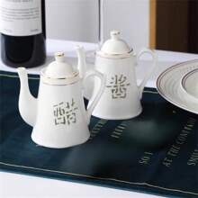 250ml Ceramic Hollow Out Vinegar/oil Bottle With Gold Rim, Creative Tableware For Hotels/restaurants - White - View 4