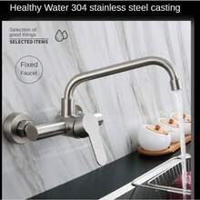 Kitchen Stainless Steel 304 Double Hole Wall Mounted Cold and Hot Faucet Balcony Rotating Kitchen Faucet Rotation Water taps - Multicolor - View 8