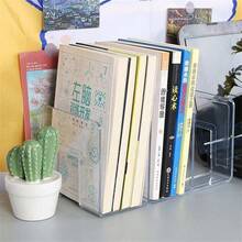 Triple-section Book Stand With Clips For Desk, Desktop Organizer Divider Shelf, School Table Storage Rack For Students, Acrylic Book Holder, Bookshelf For Reading - Green - View 3