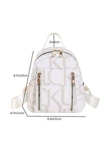 1pc Graffiti Letter Print Backpack Suitable For Women's Daily Outfits, School Supplies, School Backpack, School Bag, Backpack For School, Back To School Backpack, School Bookbag, Big Backpack, Backpack School, Back To School Bags, Large Capacity, Lightweight, Portable, Suitable For Teen Girls Women College Students, Teacher, White-Collar Workers, Perfect For Back To School, First Day Of School, College, Work, Business, Commute, Office - White - View 8