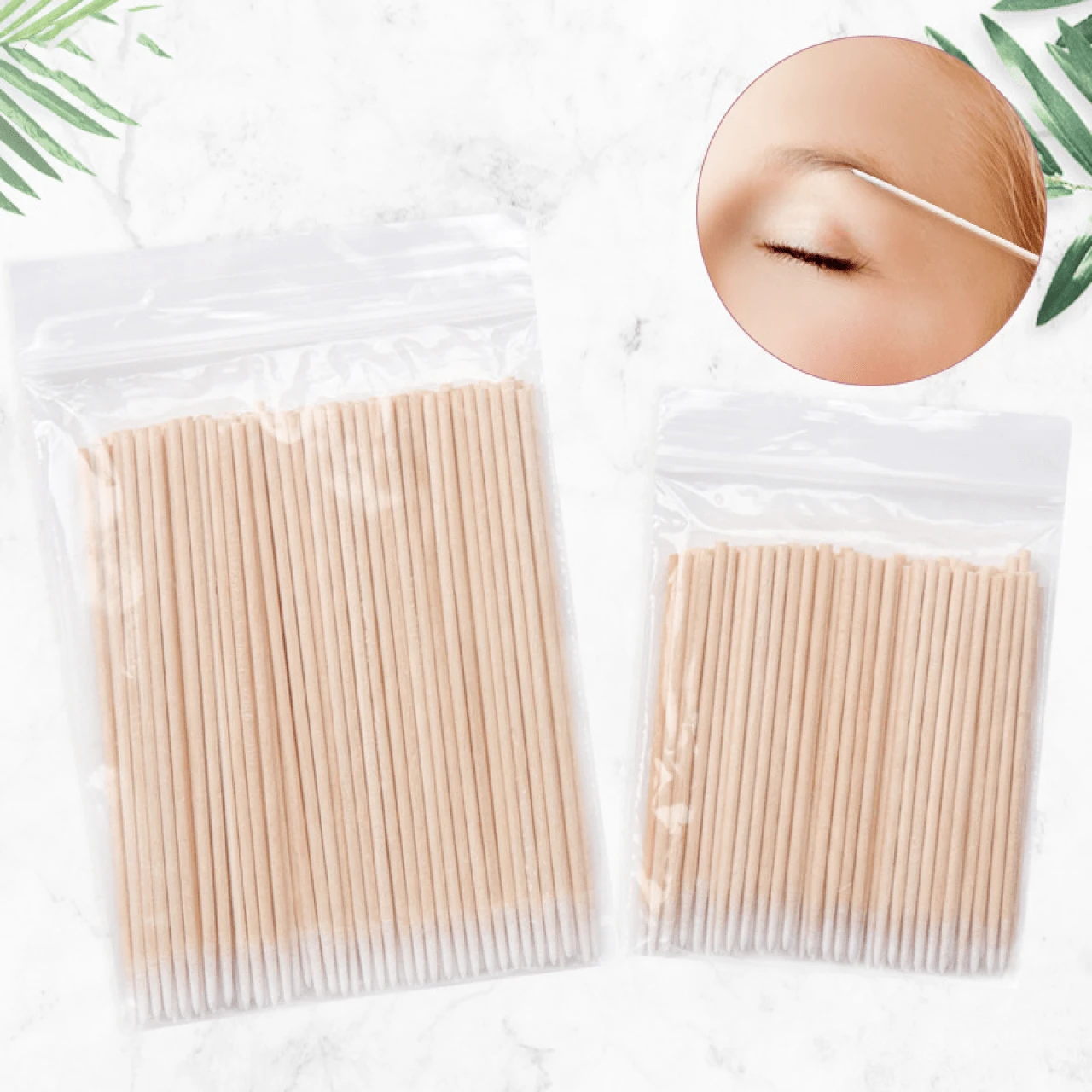 500pcs Disposable Ultra Small Swabs, For Eyelash Extension Glue Removal And Precision Detailing - 10CM - View 1