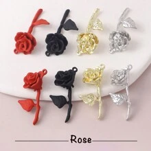 5入組玫瑰花diy吊墜,可用於diy珠寶製作 - 彩色 - 查看 3