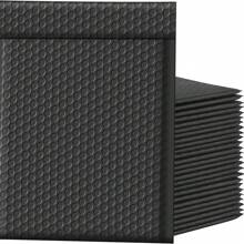 7.25x12英寸黑色12入組聚乙烯緩震信封-郵政自封防水運輸袋,用於大型包裹、奢侈珠寶和化妝品 - 黑色 - 查看 1