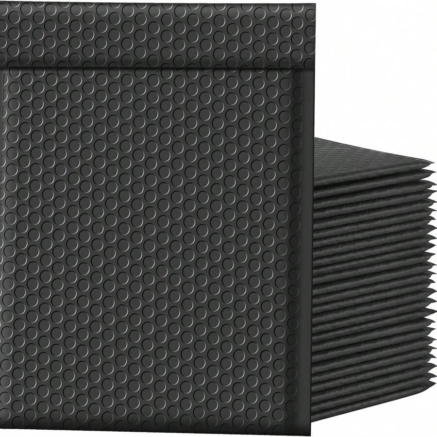 7.25x12英寸黑色12入組聚乙烯緩震信封-郵政自封防水運輸袋,用於大型包裹、奢侈珠寶和化妝品 - 黑色 - 查看 1