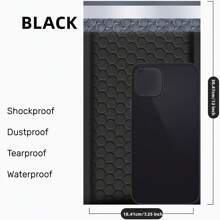 7.25x12英寸黑色12入組聚乙烯緩震信封-郵政自封防水運輸袋,用於大型包裹、奢侈珠寶和化妝品 - 黑色 - 查看 2