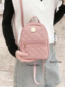 Mochila pequeña para mujer de PU, bolso cruzado multifuncional, bolsa para teléfono, marca de lujo, bolso de hombro, bolso de mensajero, mochila escolar, portátil, compartimento, gran capacidad, impermeable, ligero, casual de negocios, adecuado para adolescentes, mujeres, estudiantes universitarios, trabajadores de cuello blanco, perfecto para volver a la escuela, primer día de clases, trabajo, negocios, viajes, compras - Rosa - Ver 4