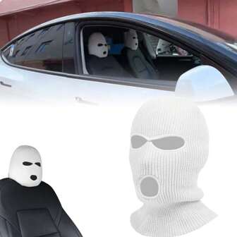 غطاء مسند الرأس لمقعد السيارة ذو التصميم المرعب المضحك ل- Halloween، غطاء مسند الرأس لمقعد السيارة الأمامي/الخلفي المنسوج المخصص ذو التصميم ثلاثي الفتحات، غطاء مسند الرأس لمقعد السيارة المضاد للغبار العام، هدية ديكور داخلي للسيارة للرجال