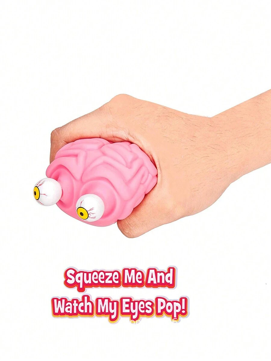 1 個帶眼睛設計的大腦造型防壓球,可擠壓彈跳減壓,防止焦慮,抗壓焦慮緩解,抗壓專注減壓玩具,適合青少年和成人的有趣萬聖節玩具 - 粉色 - 查看 1