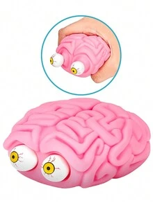 1 個帶眼睛設計的大腦造型防壓球,可擠壓彈跳減壓,防止焦慮,抗壓焦慮緩解,抗壓專注減壓玩具,適合青少年和成人的有趣萬聖節玩具 - 粉色 - 查看 8
