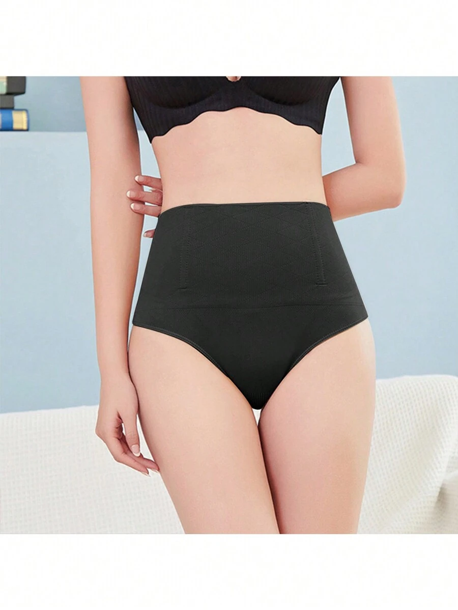 Sexy High Waist Body Shaping Tanga Panties With T-shaped Back And Butt-lifting Effect - Black - View 1