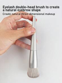 1 pieza Brocha de maquillaje contorneada en ángulo, con diseño curvo y agarre para polvos para contornear y sombrear los rasgos faciales