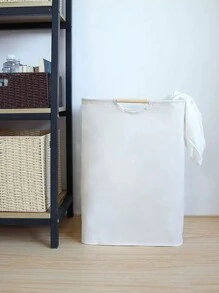 1 Miếng Tối giản Bằng gỗ Xử lý Giỏ giặt , Phong cách Nhật  Gấp lại Không thấm nước Lưu trữ phòng tắm Bin Đối với Phòng ngủ Tổ chức - Màu be - Xem 4