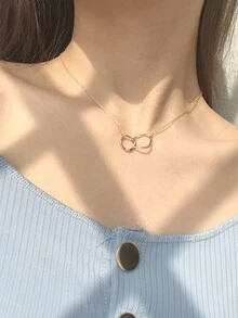 1 Miếng Creative Dây chuyền Đơn giản Hình học Vòng đôi Bạn Xương quai xanh Chuỗi Tối giản Cái cổ Chuỗi Đối với phụ nữ - Vàng - Xem 2