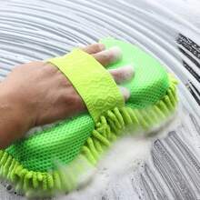 1pc Car Wash Mitt, Microfiber Washing Sponge, Ultra Absorbent Microfiber Cleaning Brush For Car And Boat Cleaning - Green - View 4