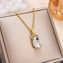 5種顏色新款晶鑲嵌項鍊,時尚女士水滴水晶王冠項鍊,婚禮訂婚項鍊首飾禮物