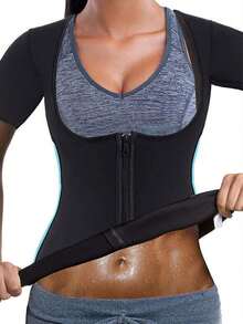 Women's Workout Top With Tummy Control - Black - View 5