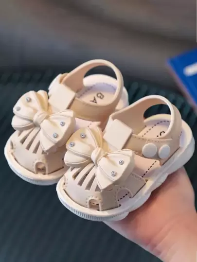 Zapatos Bebé Niña Con Diseño De Lazo Transpirable Sandalias Cierre De Gancho y Bucle Moda Cómodo Con Suela Blanda Para Exterior